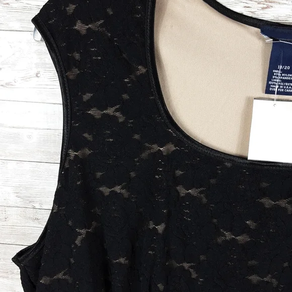 NWT, Fashion Top, 0276, black lace round neck top, Sz 18/20 - Picture 2 of 5